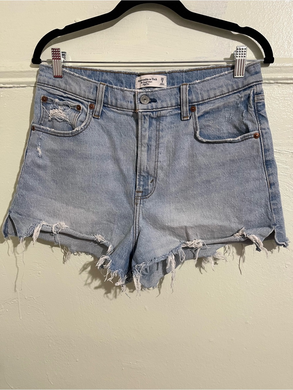 Abercrombie & Fitch  The Cutoff Shorts Light Blue Distressed Denim Shorts